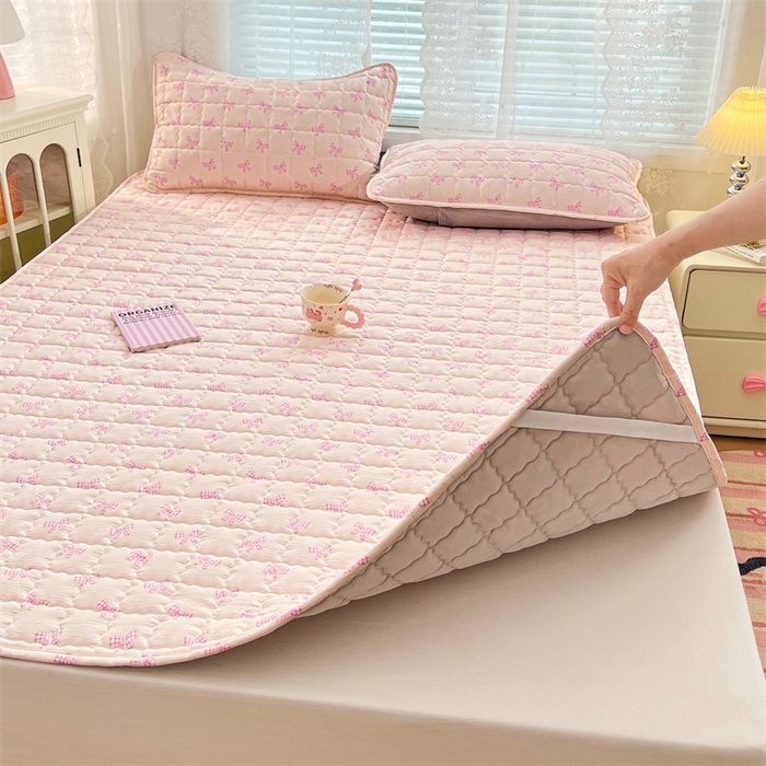 91家纺网 家纺一手货源 找家纺 梦舒羽 2025新款云感双层纱夹棉床褥床护垫床垫保护垫学生宿舍专用三件套 少女物语