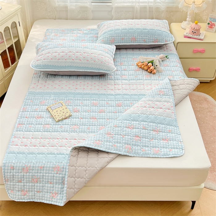 91家纺网 家纺一手货源 找家纺 梦舒羽 2025新款云感双层纱夹棉床褥床护垫床垫保护垫学生宿舍专用三件套 浮生若梦