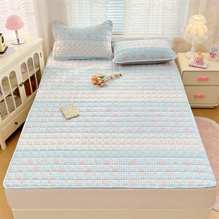 91家纺网 家纺一手货源 找家纺 梦舒羽 2025新款云感双层纱夹棉床褥床护垫床垫保护垫学生宿舍专用三件套 浮生若梦