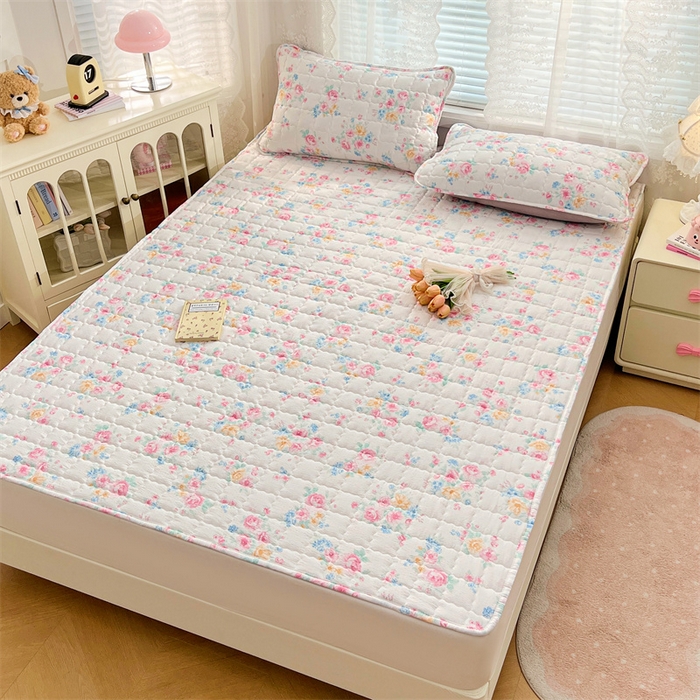 91家纺网 家纺一手货源 找家纺 梦舒羽 2025新款云感双层纱夹棉床褥床护垫床垫保护垫学生宿舍专用三件套 朝花夕拾