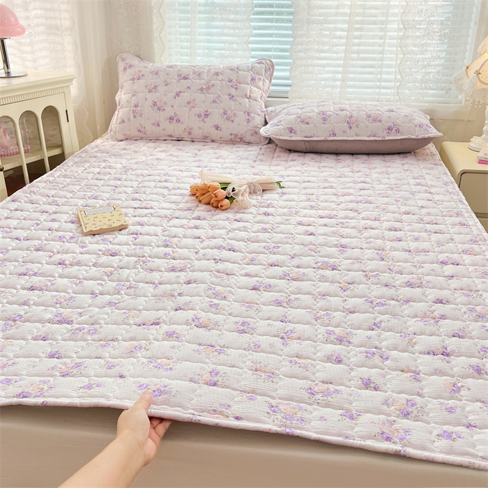 梦舒羽 2025新款云感双层纱夹棉床褥床护垫床垫保护垫学生宿舍专用三件套 紫薇花园
