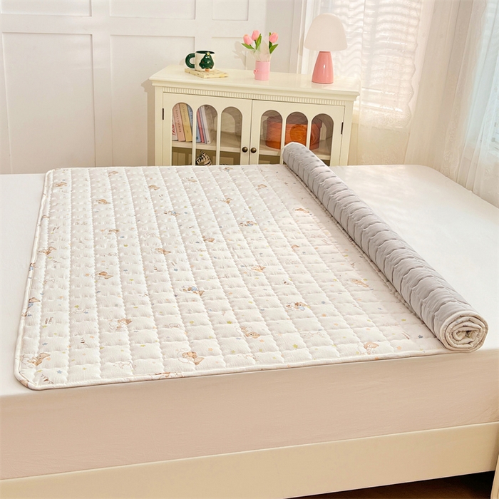 91家纺网 家纺一手货源 找家纺 梦舒羽 2025新款云感双层纱夹棉床褥床护垫床垫保护垫学生宿舍专用三件套 假日小熊