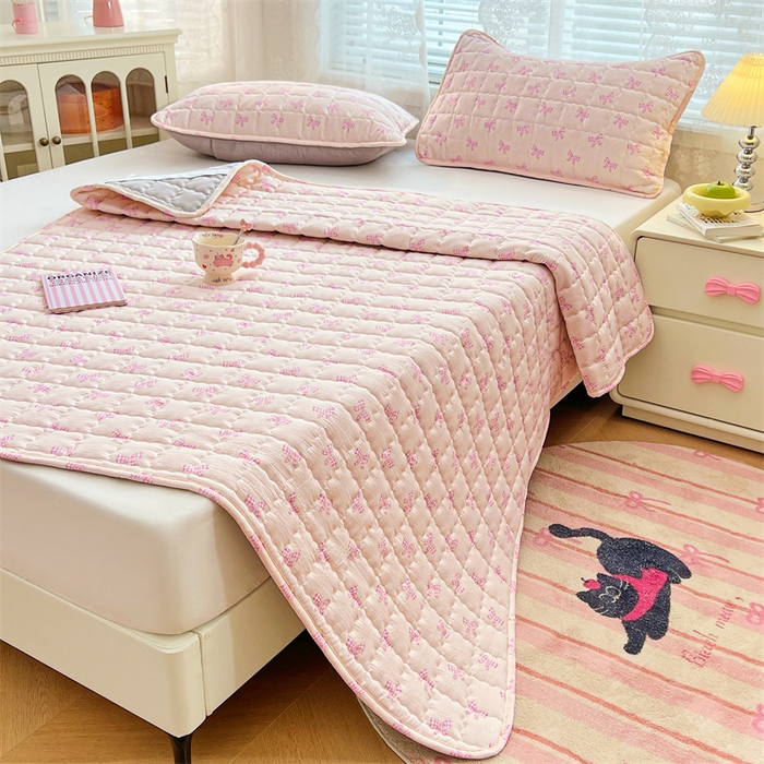 91家纺网 家纺一手货源 找家纺 梦舒羽 2025新款云感双层纱夹棉床褥床护垫床垫保护垫学生宿舍专用三件套 少女物语