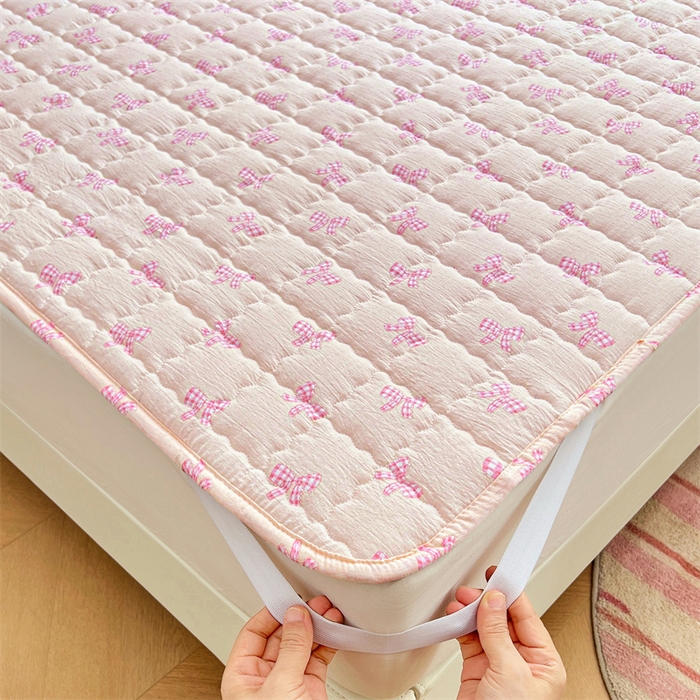 91家纺网 家纺一手货源 找家纺 梦舒羽 2025新款云感双层纱夹棉床褥床护垫床垫保护垫学生宿舍专用三件套 少女物语