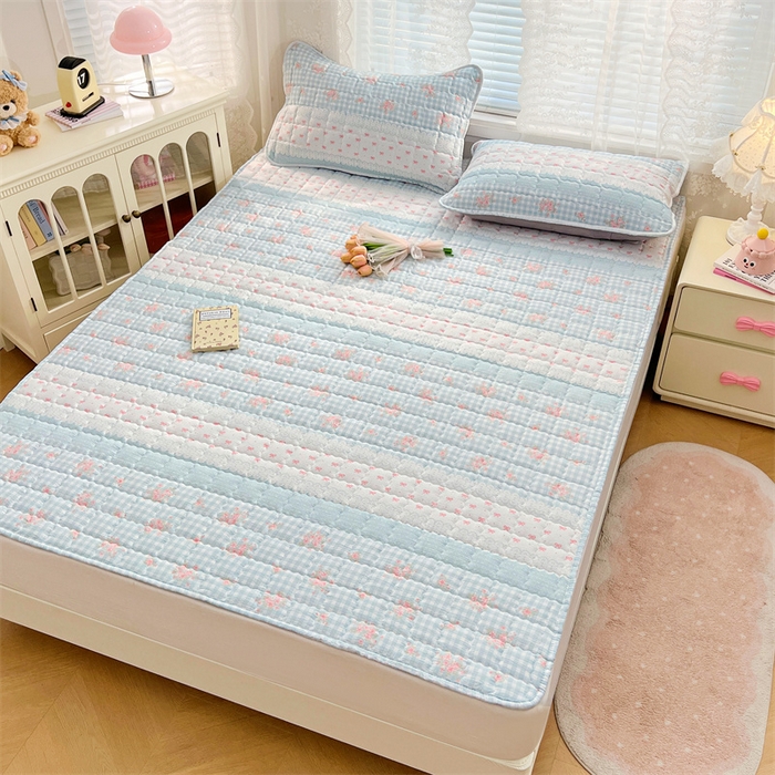 91家纺网 家纺一手货源 找家纺 梦舒羽 2025新款云感双层纱夹棉床褥床护垫床垫保护垫学生宿舍专用三件套 浮生若梦