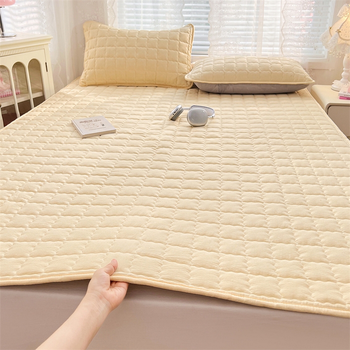 梦舒羽 2025新款云感双层纱夹棉床褥床护垫床垫保护垫学生宿舍专用三件套 奶酪黄