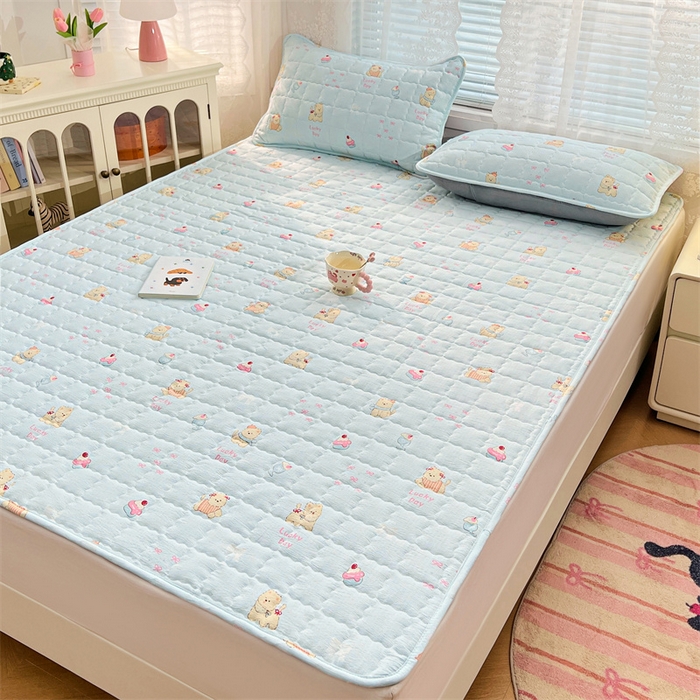 91家纺网 家纺一手货源 找家纺 梦舒羽 2025新款云感双层纱夹棉床褥床护垫床垫保护垫学生宿舍专用三件套 甜心小狗