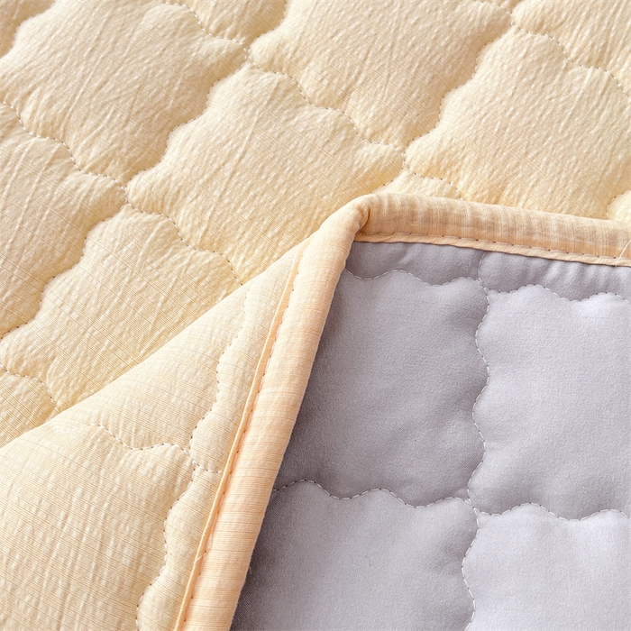 91家纺网 家纺一手货源 找家纺 梦舒羽 2025新款云感双层纱夹棉床褥床护垫床垫保护垫学生宿舍专用三件套 奶酪黄