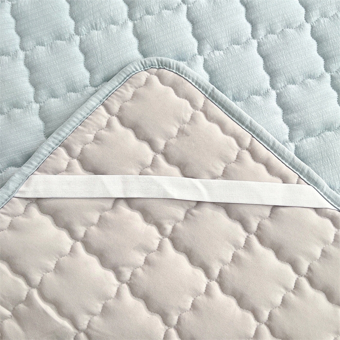 91家纺网 家纺一手货源 找家纺 梦舒羽 2025新款云感双层纱夹棉床褥床护垫床垫保护垫学生宿舍专用三件套 夏日蓝