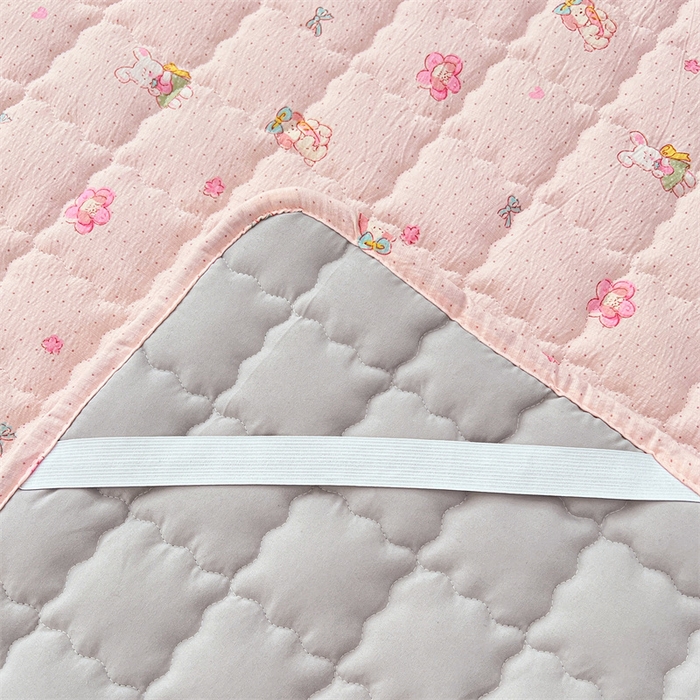 91家纺网 家纺一手货源 找家纺 圣比熊 2025新款云感双层纱夹棉床褥床护垫床垫保护垫学生宿舍专用三件套 花田小兔