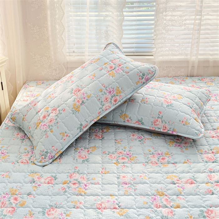 91家纺网 家纺一手货源 找家纺 圣比熊 2025新款云感双层纱夹棉床褥床护垫床垫保护垫学生宿舍专用三件套 繁花入梦