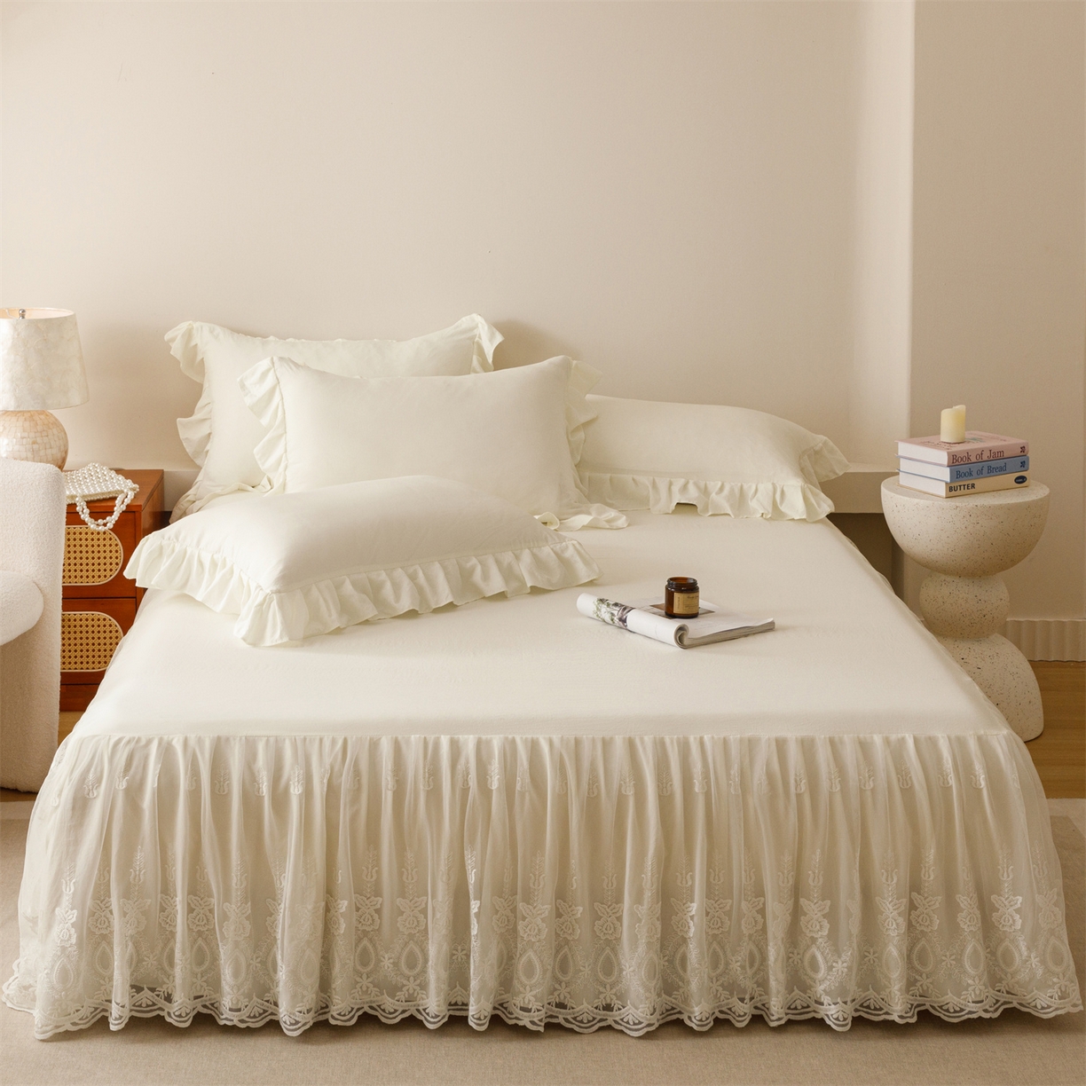 91家纺网 家纺一手货源 找家纺 （总）好儿喜家纺2025新款A类水洗棉床裙三件套-漫绮系列