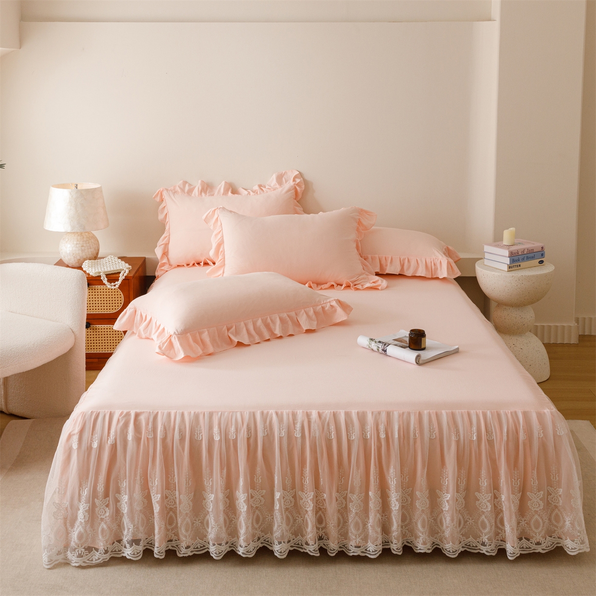 91家纺网 家纺一手货源 找家纺 （总）好儿喜家纺2025新款A类水洗棉床裙三件套-漫绮系列