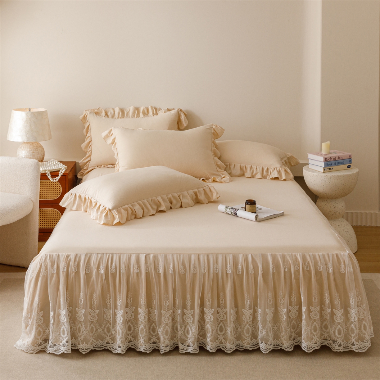 91家纺网 家纺一手货源 找家纺 （总）好儿喜家纺2025新款A类水洗棉床裙三件套-漫绮系列