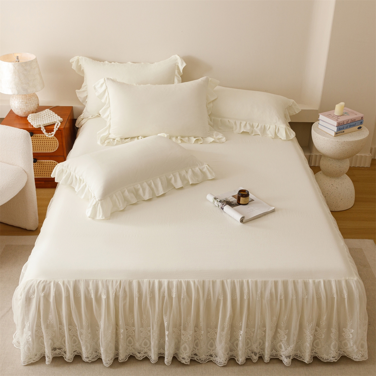 91家纺网 家纺一手货源 找家纺 （总）好儿喜家纺2025新款A类水洗棉床裙三件套-漫绮系列