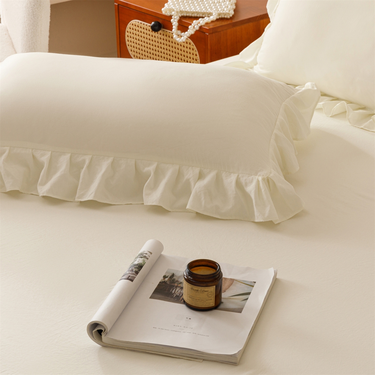 91家纺网 家纺一手货源 找家纺 （总）好儿喜家纺2025新款A类水洗棉床裙三件套-漫绮系列