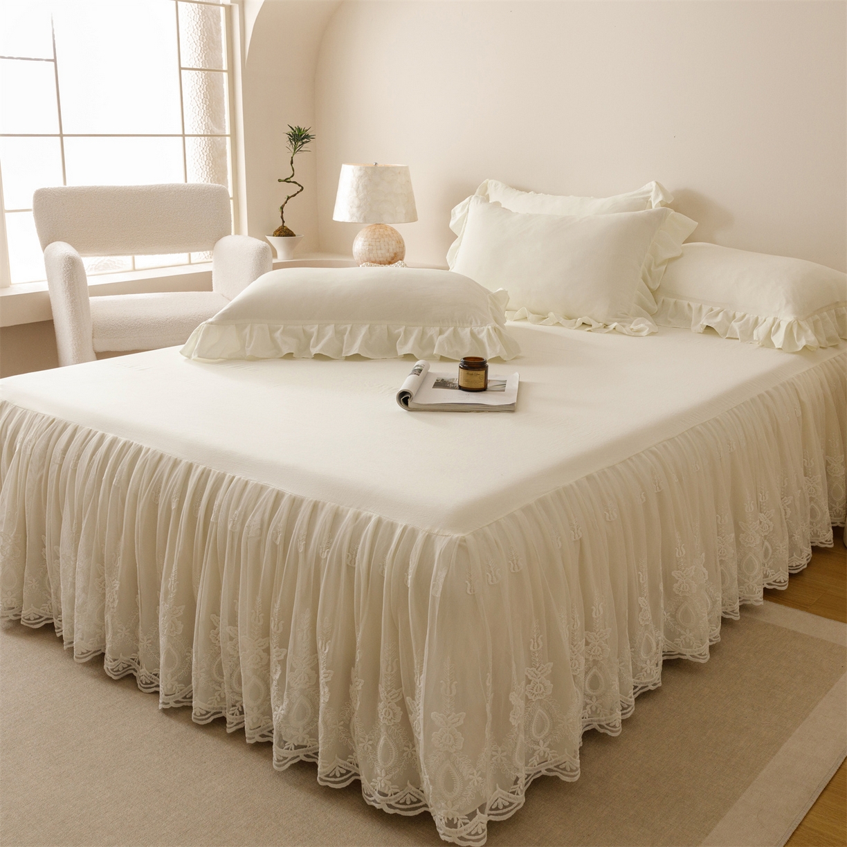 91家纺网 家纺一手货源 找家纺 （总）好儿喜家纺2025新款A类水洗棉床裙三件套-漫绮系列