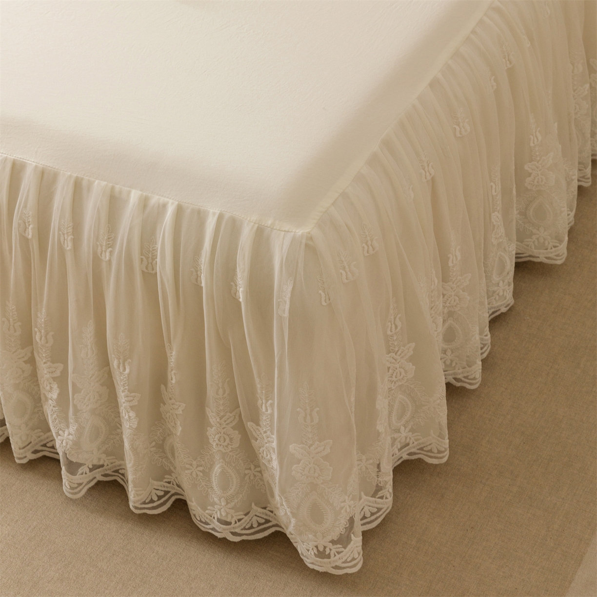 91家纺网 家纺一手货源 找家纺 （总）好儿喜家纺2025新款A类水洗棉床裙三件套-漫绮系列