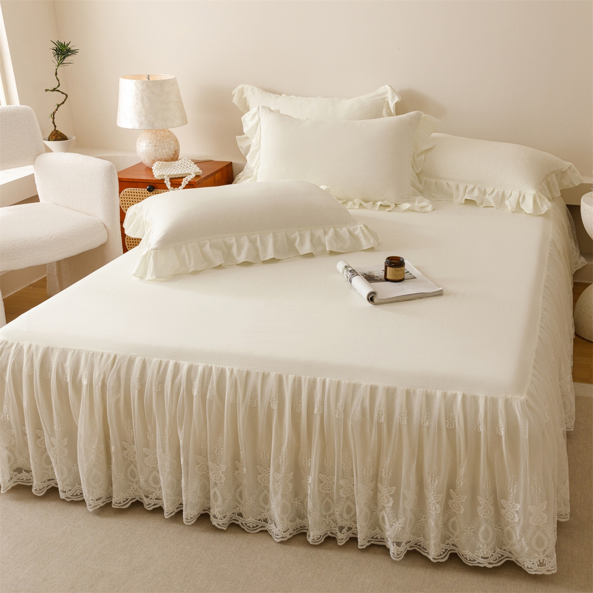 91家纺网 家纺一手货源 找家纺 （总）好儿喜家纺2025新款A类水洗棉床裙三件套-漫绮系列