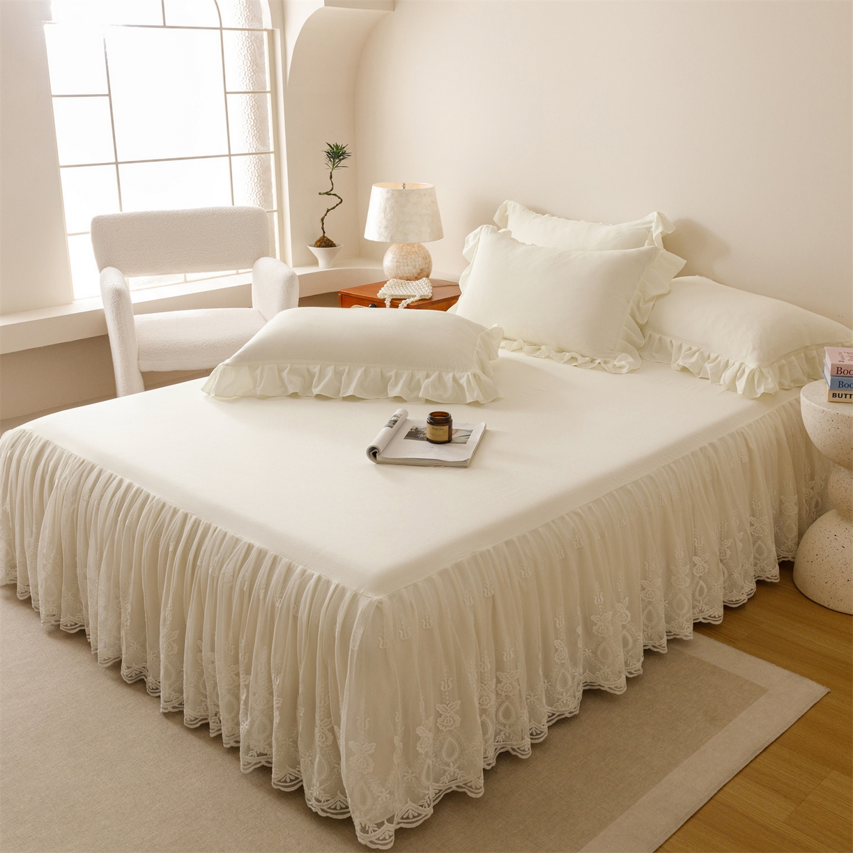 91家纺网 家纺一手货源 找家纺 （总）好儿喜家纺2025新款A类水洗棉床裙三件套-漫绮系列