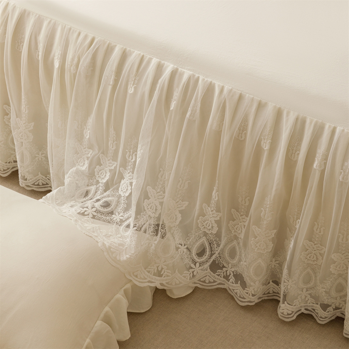 91家纺网 家纺一手货源 找家纺 （总）好儿喜家纺2025新款A类水洗棉床裙三件套-漫绮系列