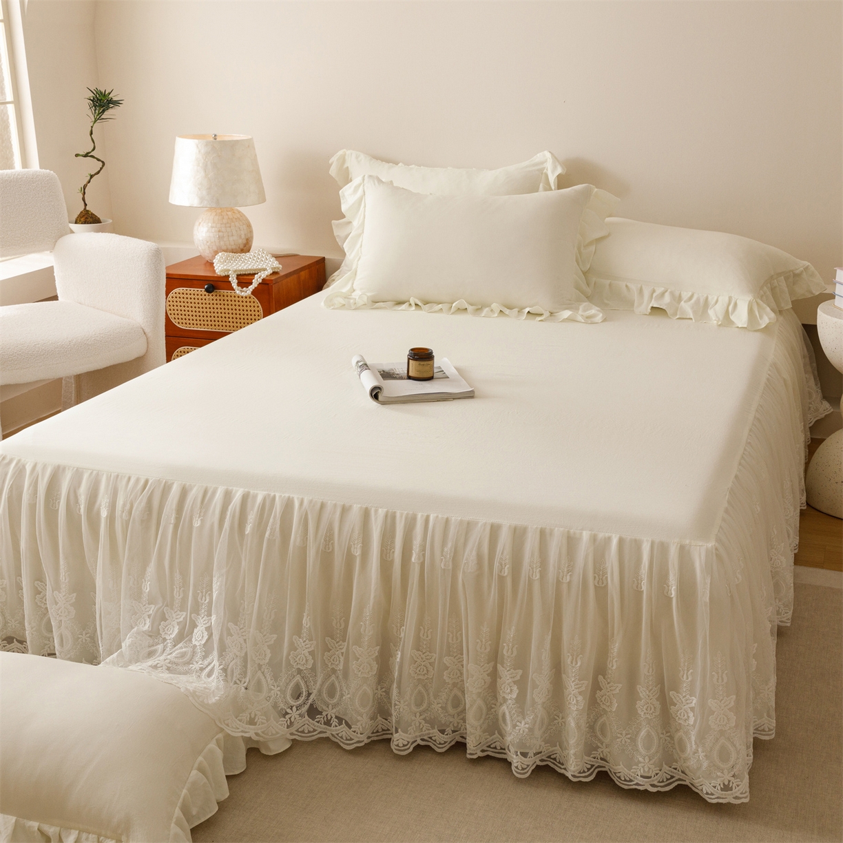 91家纺网 家纺一手货源 找家纺 （总）好儿喜家纺2025新款A类水洗棉床裙三件套-漫绮系列