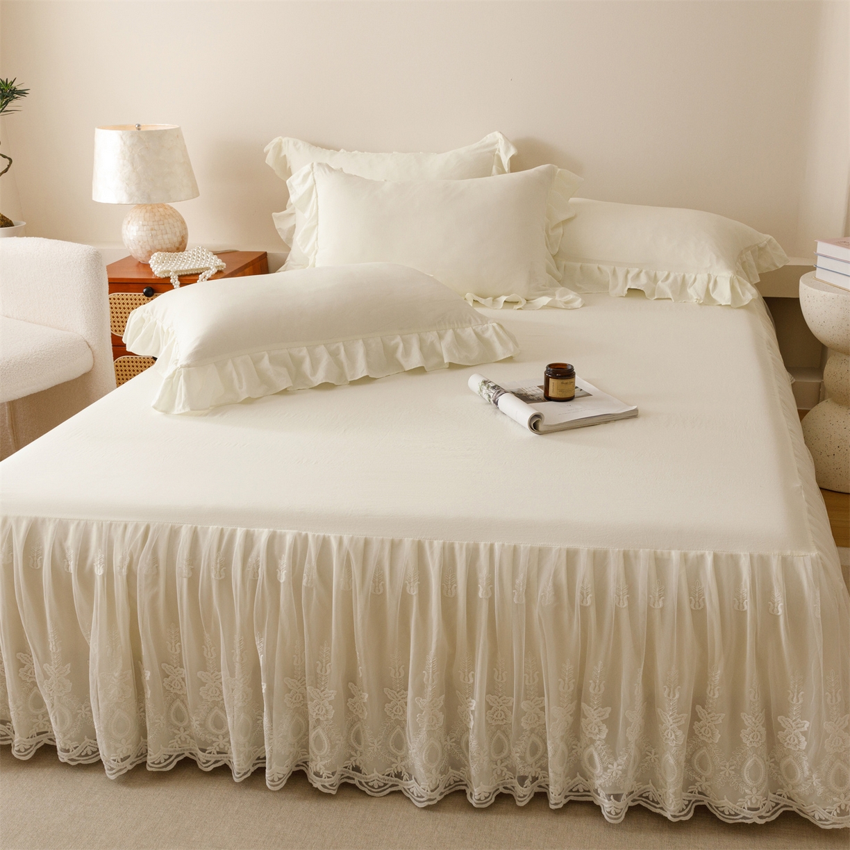 91家纺网 家纺一手货源 找家纺 （总）好儿喜家纺2025新款A类水洗棉床裙三件套-漫绮系列