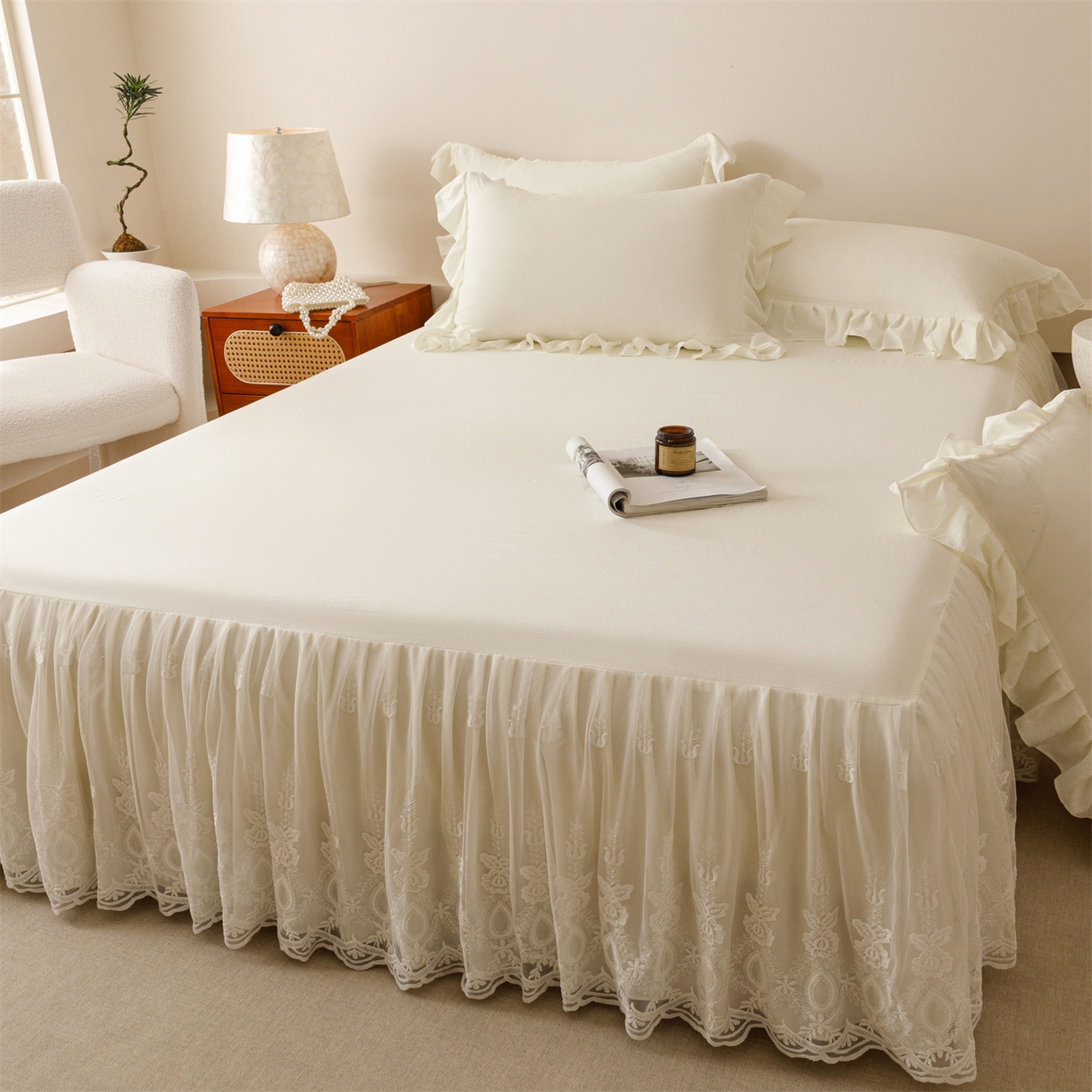 91家纺网 家纺一手货源 找家纺 （总）好儿喜家纺2025新款A类水洗棉床裙三件套-漫绮系列