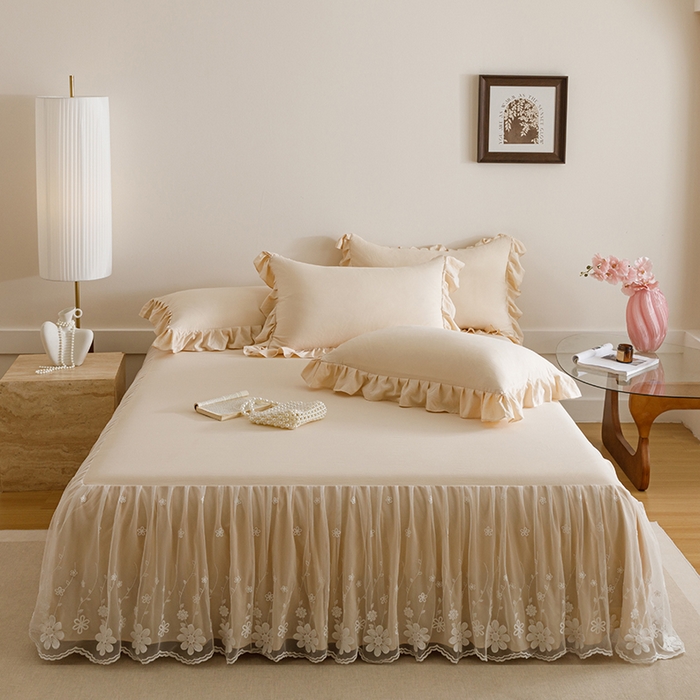 91家纺网 家纺一手货源 找家纺 （总）好儿喜家纺2025新款A类水洗棉床裙三件套-悠梦系列