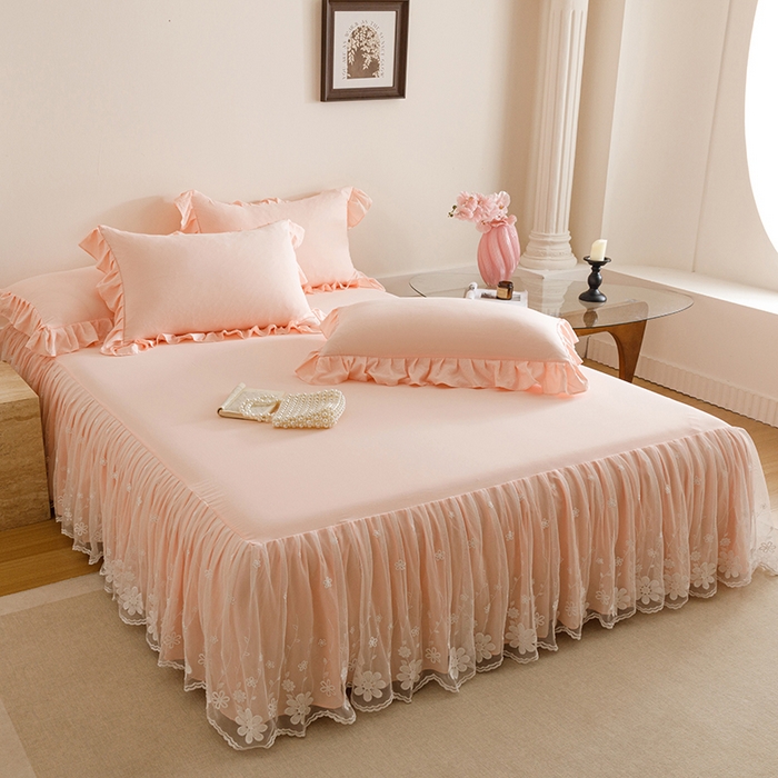 91家纺网 家纺一手货源 找家纺 （总）好儿喜家纺2025新款A类水洗棉床裙三件套-悠梦系列