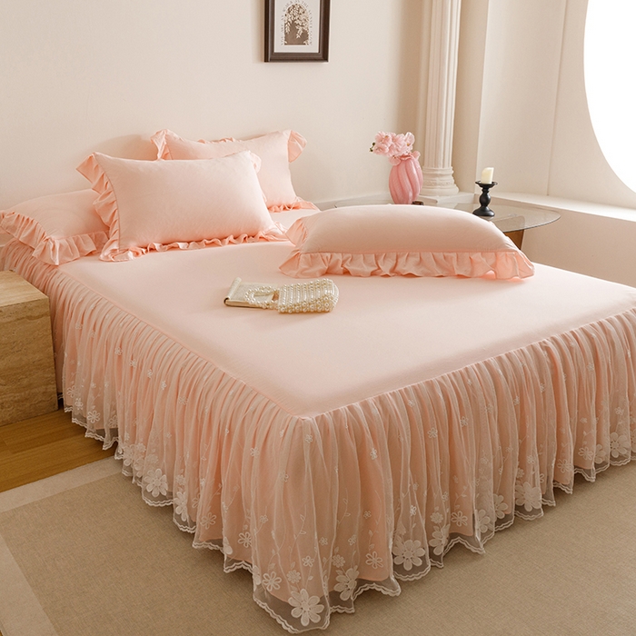 91家纺网 家纺一手货源 找家纺 （总）好儿喜家纺2025新款A类水洗棉床裙三件套-悠梦系列