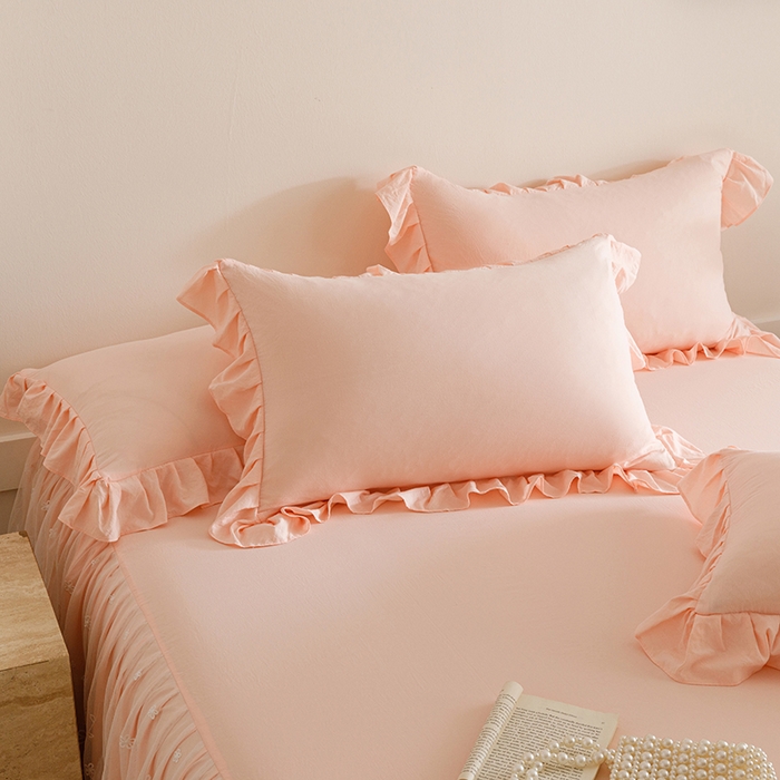 91家纺网 家纺一手货源 找家纺 （总）好儿喜家纺2025新款A类水洗棉床裙三件套-悠梦系列