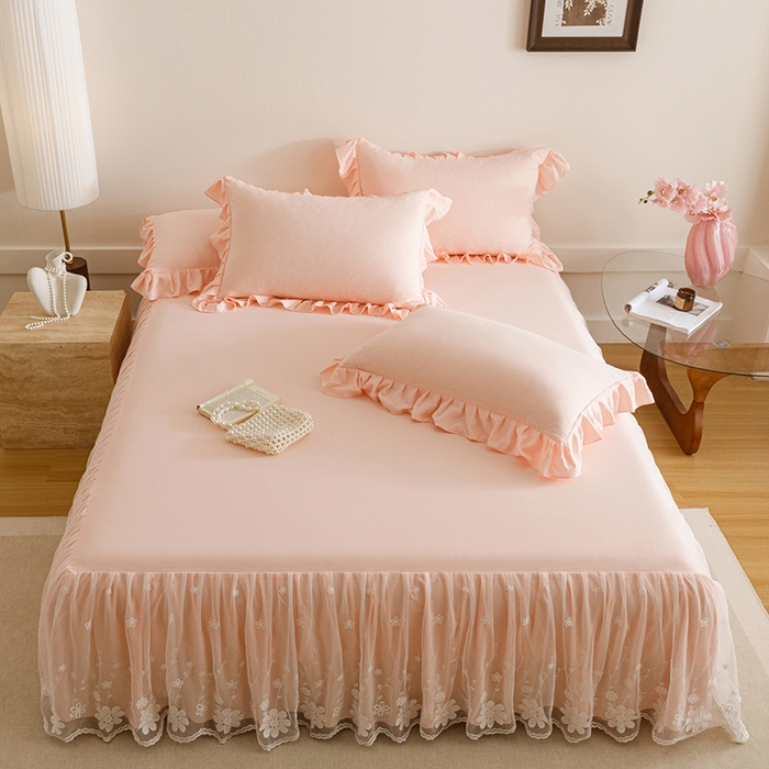 91家纺网 家纺一手货源 找家纺 （总）好儿喜家纺2025新款A类水洗棉床裙三件套-悠梦系列