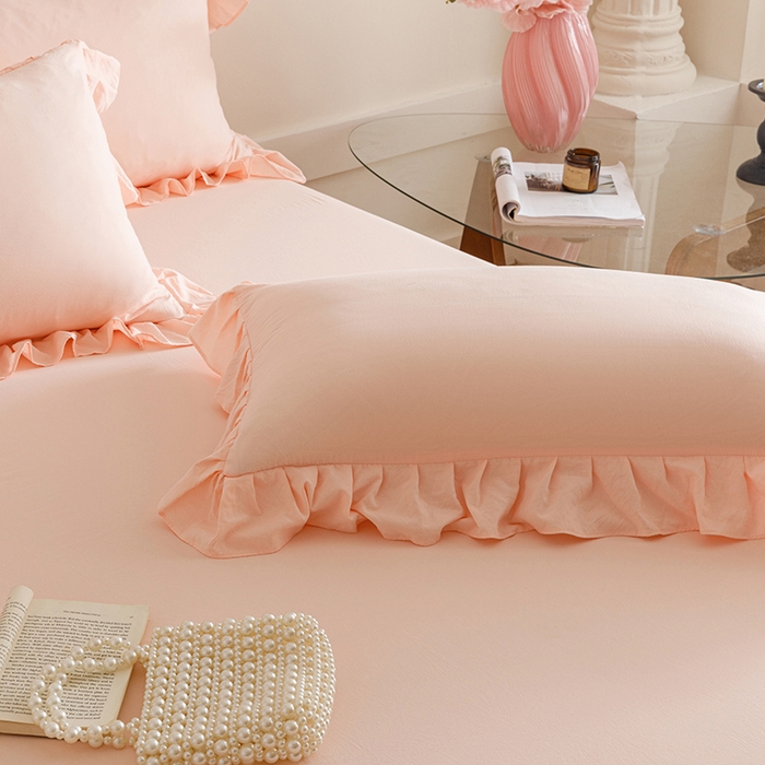 91家纺网 家纺一手货源 找家纺 （总）好儿喜家纺2025新款A类水洗棉床裙三件套-悠梦系列