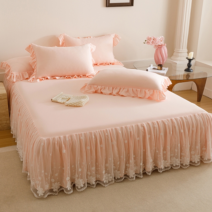 91家纺网 家纺一手货源 找家纺 （总）好儿喜家纺2025新款A类水洗棉床裙三件套-悠梦系列