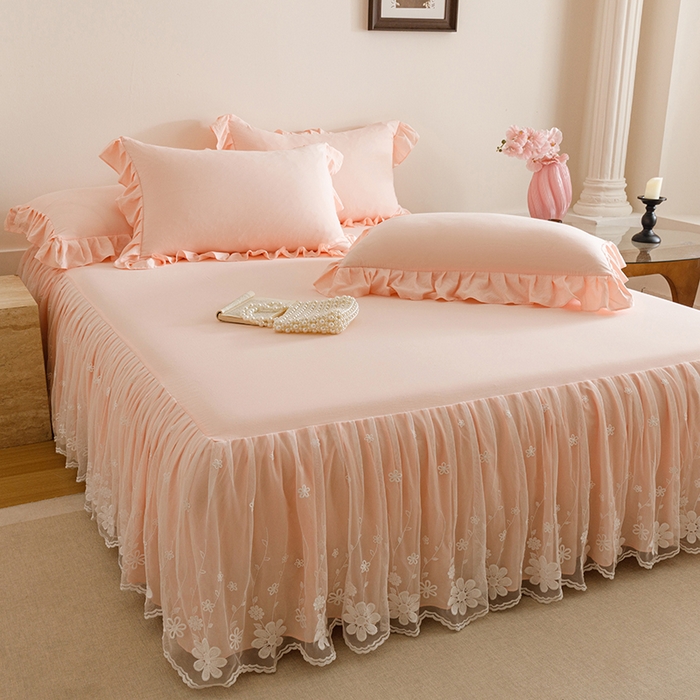 91家纺网 家纺一手货源 找家纺 （总）好儿喜家纺2025新款A类水洗棉床裙三件套-悠梦系列