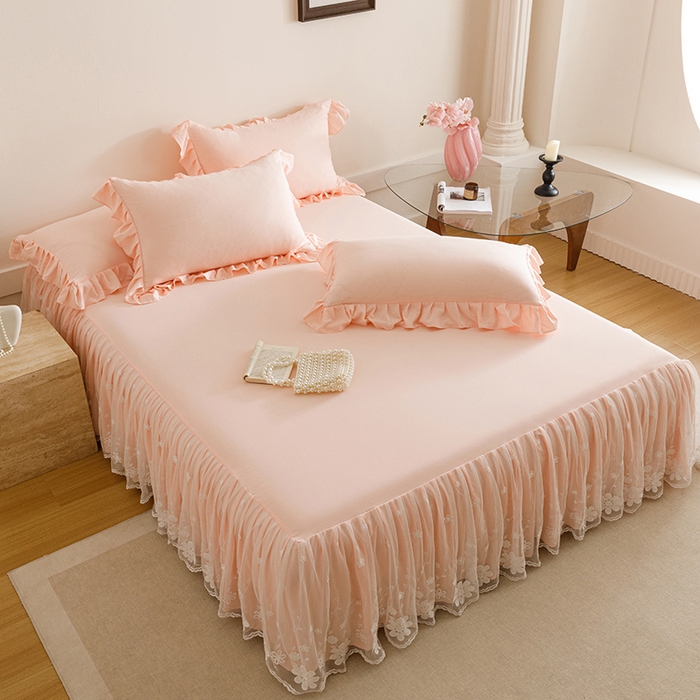 91家纺网 家纺一手货源 找家纺 （总）好儿喜家纺2025新款A类水洗棉床裙三件套-悠梦系列