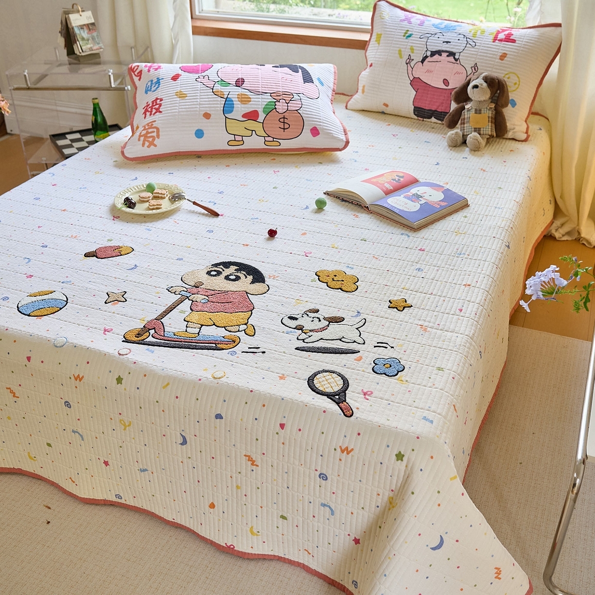 91家纺网 家纺一手货源 找家纺 （总）鑫喜莱家纺 2025新款毛巾绣云朵棉床盖三件套