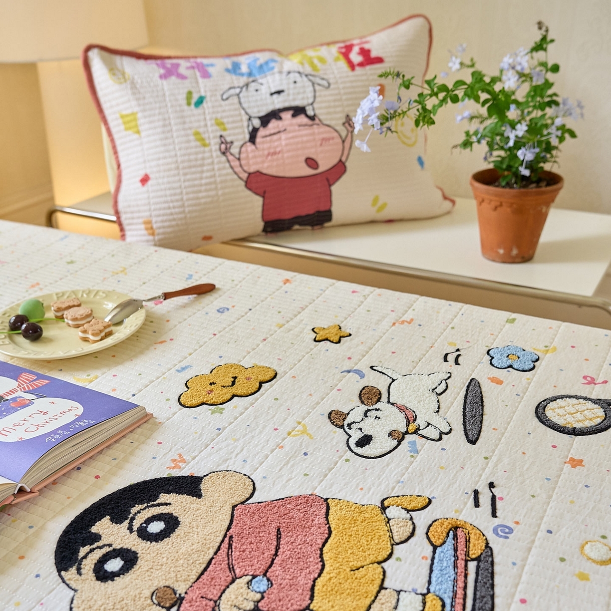 91家纺网 家纺一手货源 找家纺 （总）鑫喜莱家纺 2025新款毛巾绣云朵棉床盖三件套