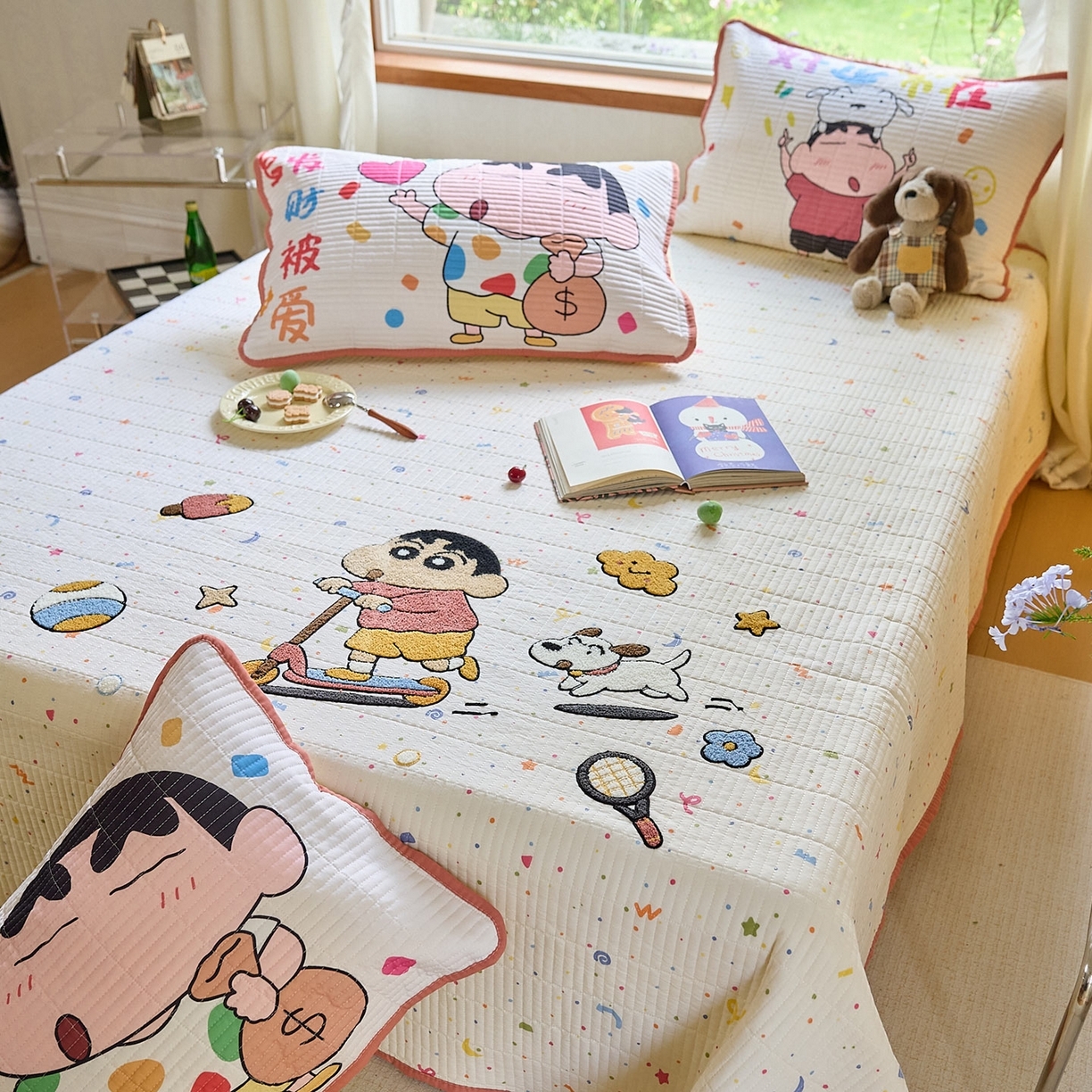 91家纺网 家纺一手货源 找家纺 （总）鑫喜莱家纺 2025新款毛巾绣云朵棉床盖三件套