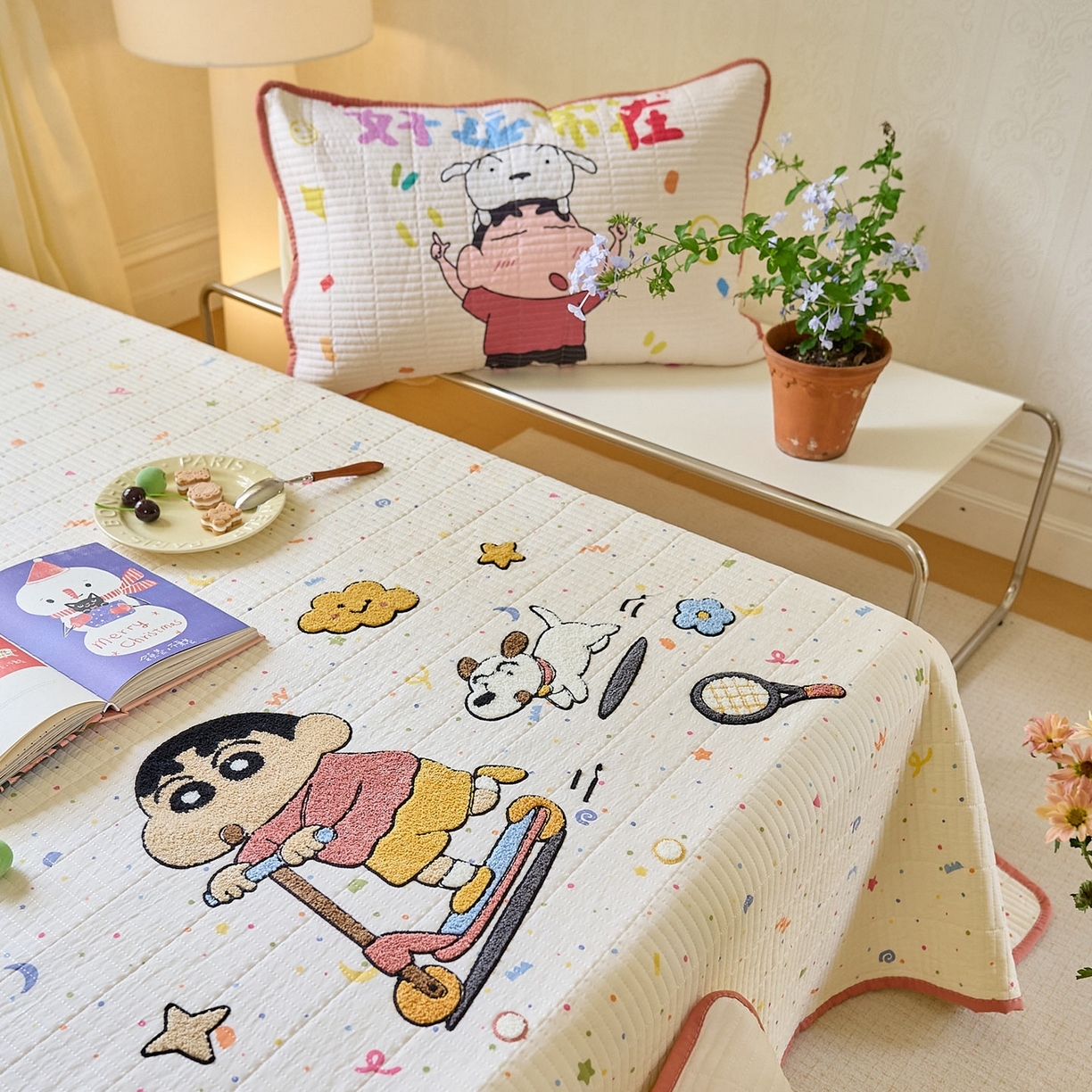 91家纺网 家纺一手货源 找家纺 （总）鑫喜莱家纺 2025新款毛巾绣云朵棉床盖三件套