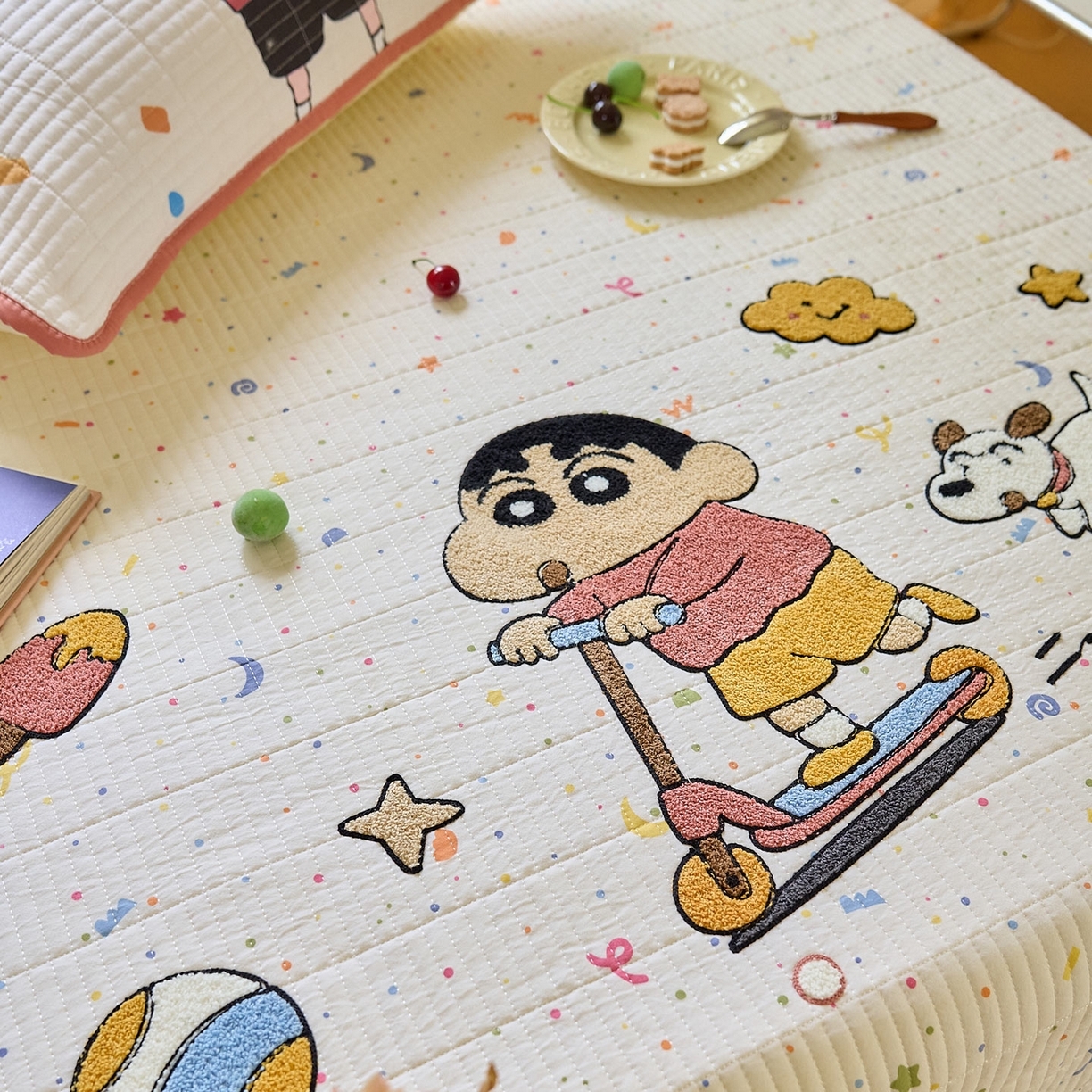 91家纺网 家纺一手货源 找家纺 （总）鑫喜莱家纺 2025新款毛巾绣云朵棉床盖三件套