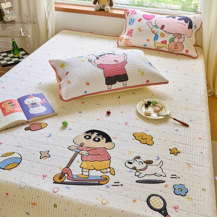 （总）鑫喜莱家纺 2025新款毛巾绣云朵棉床盖三件套