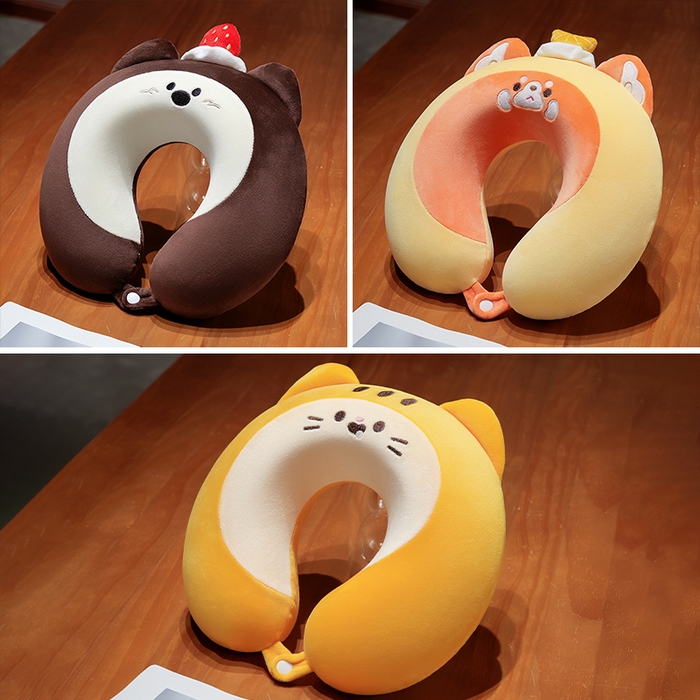 91家纺网 家纺一手货源 找家纺 仟亿莱 2025新款瑞士卷动物系列记忆棉U枕 记忆三花猫 33*32cm/只