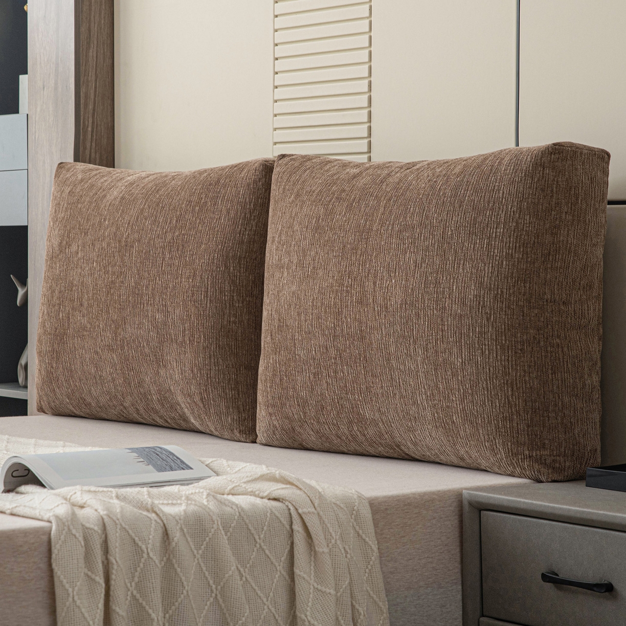 91家纺网 家纺一手货源 找家纺 （总）美达人 2025新款珍珠棉雪尼尔立体面包靠背床头靠垫大靠背沙发抱枕飘窗阳台靠枕