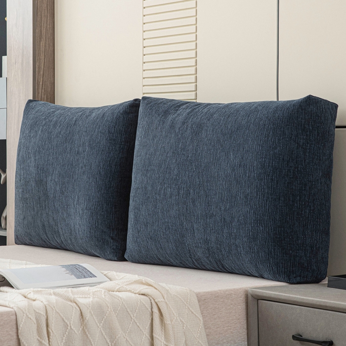 91家纺网 家纺一手货源 找家纺 美达人 2025新款珍珠棉雪尼尔立体面包靠背床头靠垫大靠背沙发抱枕飘窗阳台靠枕 雪尼尔-立体面包-墨蓝
