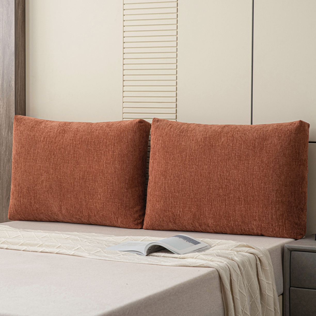 91家纺网 家纺一手货源 找家纺 美达人 2025新款珍珠棉雪尼尔立体面包靠背床头靠垫大靠背沙发抱枕飘窗阳台靠枕 雪尼尔-立体面包-云橙