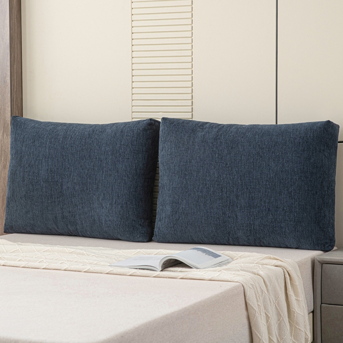 91家纺网 家纺一手货源 找家纺 美达人 2025新款珍珠棉雪尼尔立体面包靠背床头靠垫大靠背沙发抱枕飘窗阳台靠枕 雪尼尔-立体面包-墨蓝