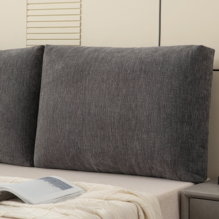 91家纺网 家纺一手货源 找家纺 美达人 2025新款珍珠棉雪尼尔立体面包靠背床头靠垫大靠背沙发抱枕飘窗阳台靠枕 雪尼尔-立体面包-炭黑