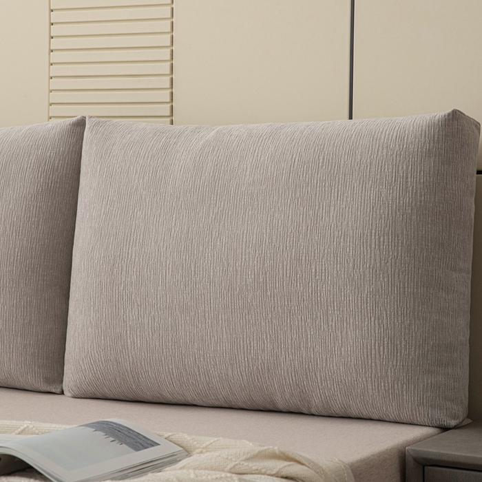 91家纺网 家纺一手货源 找家纺 美达人 2025新款珍珠棉雪尼尔立体面包靠背床头靠垫大靠背沙发抱枕飘窗阳台靠枕 雪尼尔-立体面包-浅灰